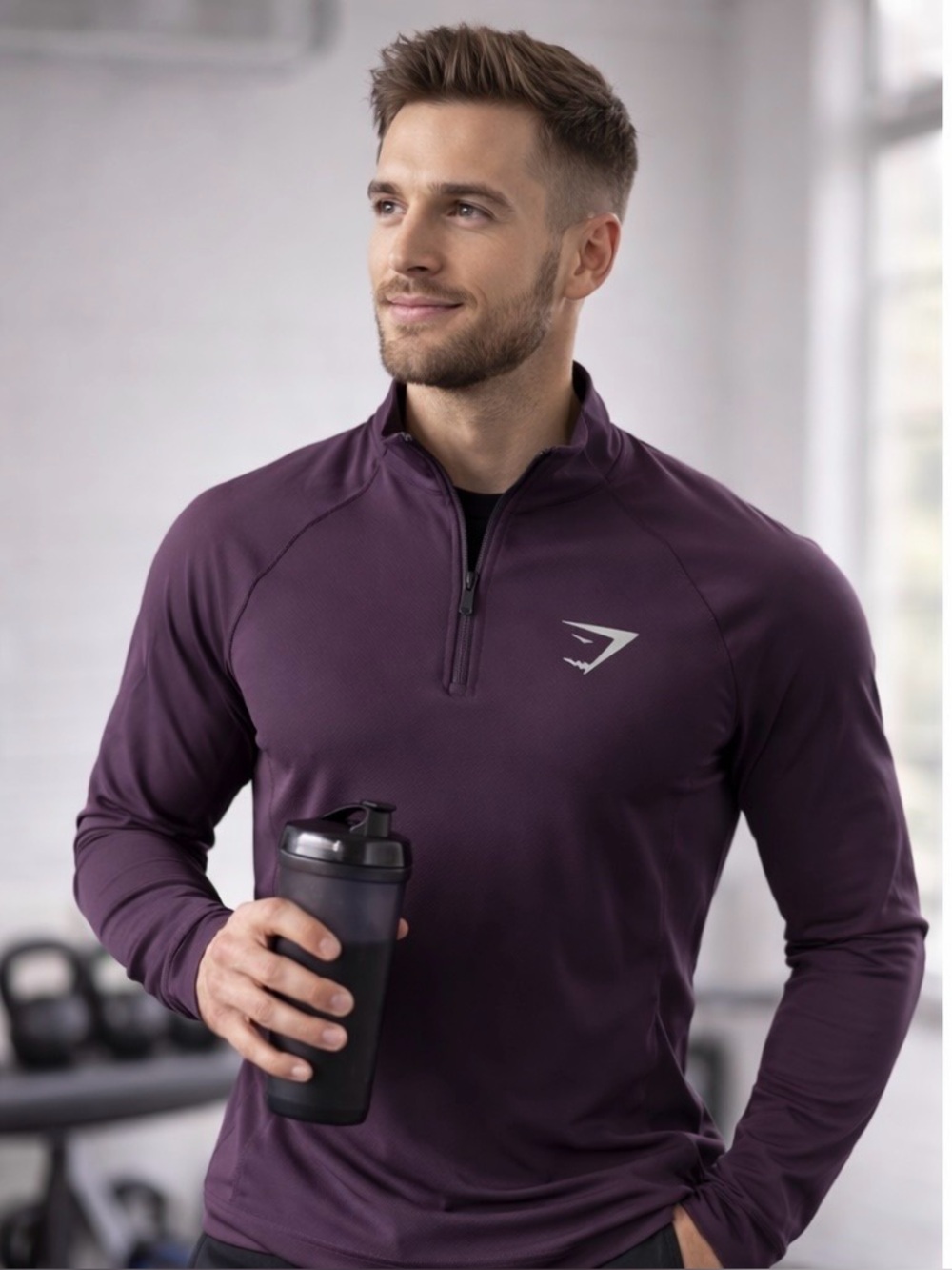 Gymshark Men’s Quarter-Zip Performance Jacket - Plum